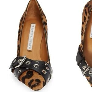 Veronica Beard Cheetah Pumps Calf Hair Buckled Size 9 Edgy